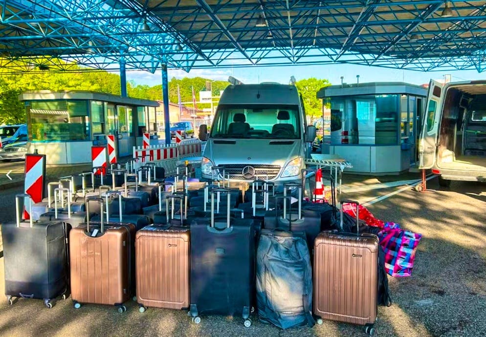 Swiss woman stopped at the German-Swiss border with 55 suitcases of personal belongings.