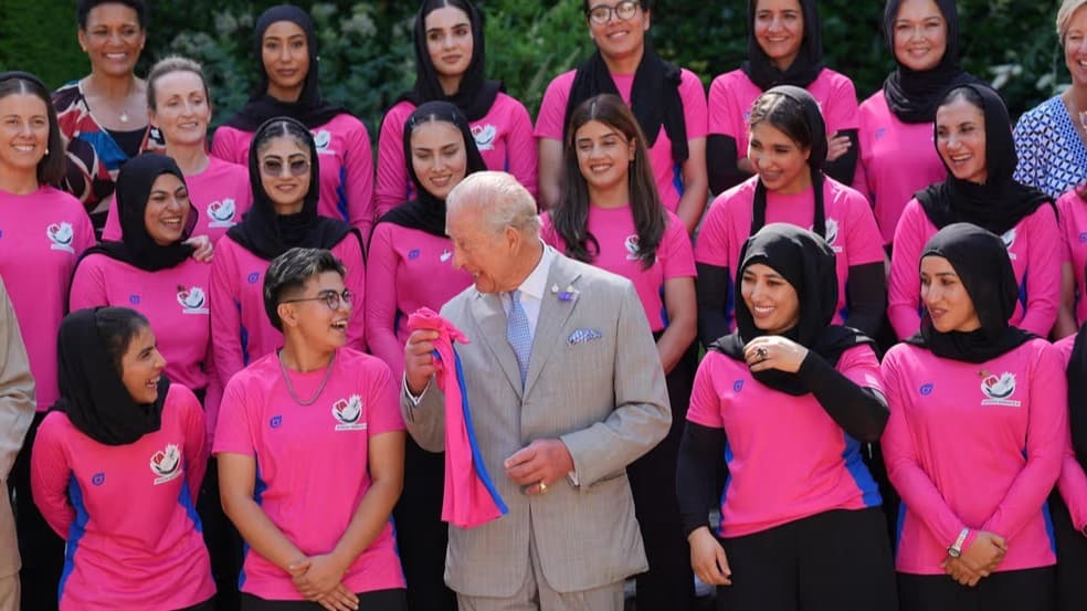 Meeting of the King of the United Kingdom with Members of the Afghan refugee women’s Cricket team in London.
