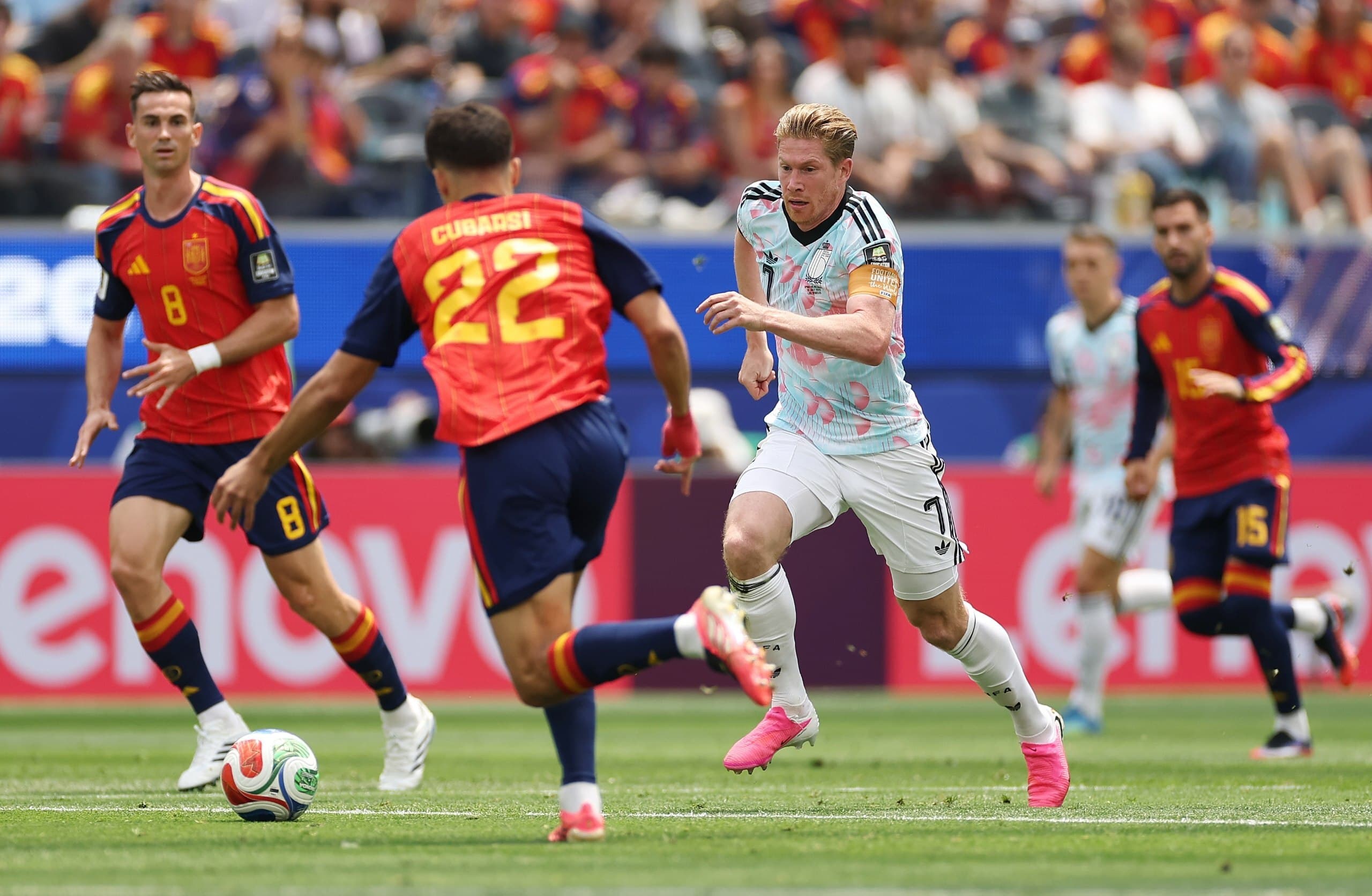 Spain's late-minute goal; Belgium eliminated from the World Cup.