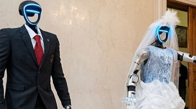 The world’s first robot wedding was held with the assistance of artificial intelligence.