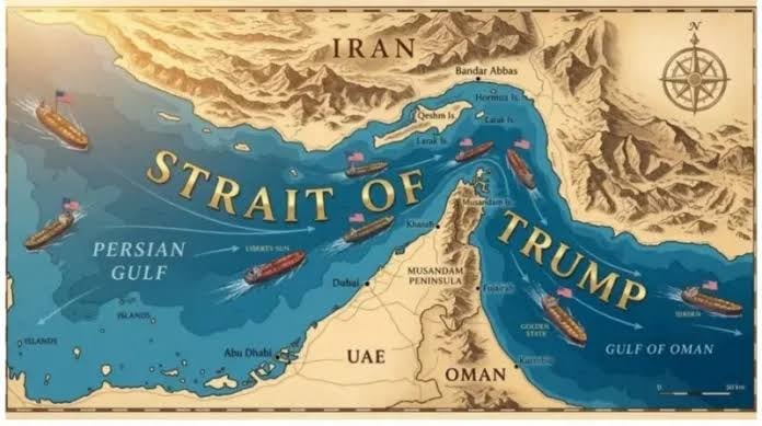 Trump reposted an image of the Strait of Hormuz with the title “Trump Strait.”