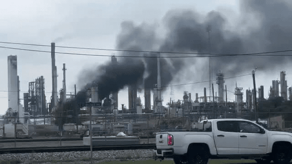 Explosion and fire at a U.S. oil refinery.