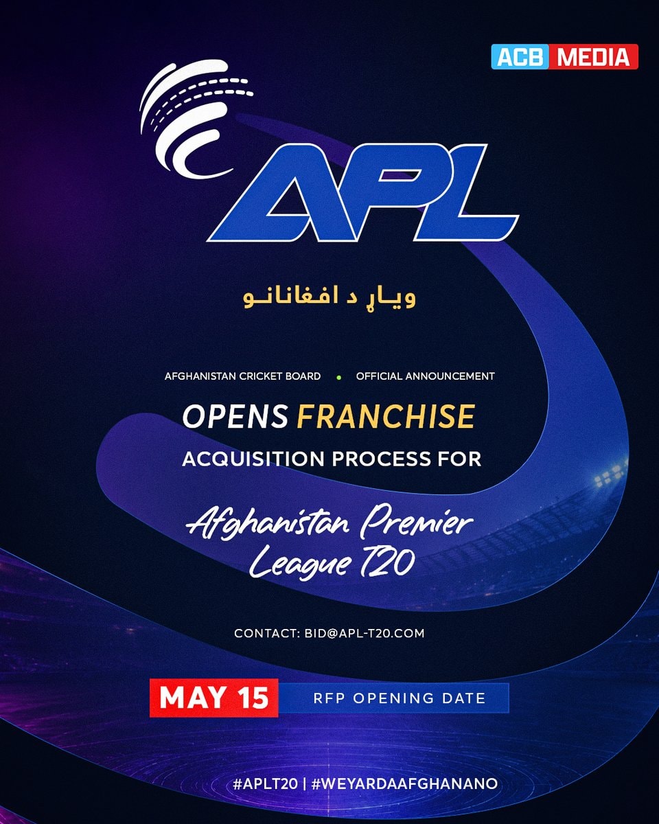 The sale of teams for the second phase of the Afghanistan Premier League is starting.