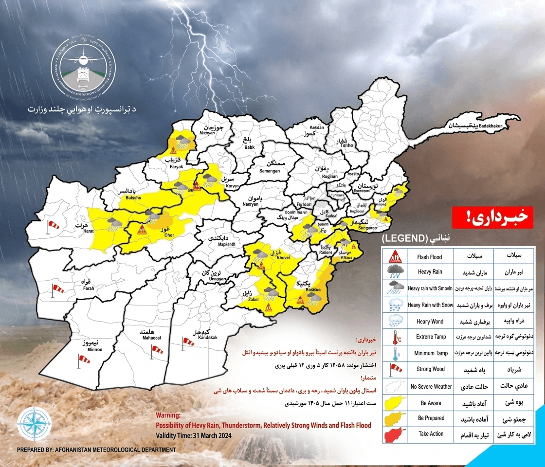 طالبان در باره احتمال وقوع سیلابهای ناگهانی در برخی مناطق کنر و نورستان هشدار دادند.